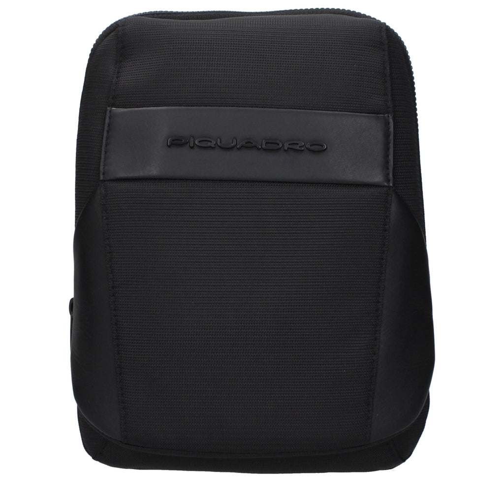 Piquadro Black Fabric Crossbody Bag