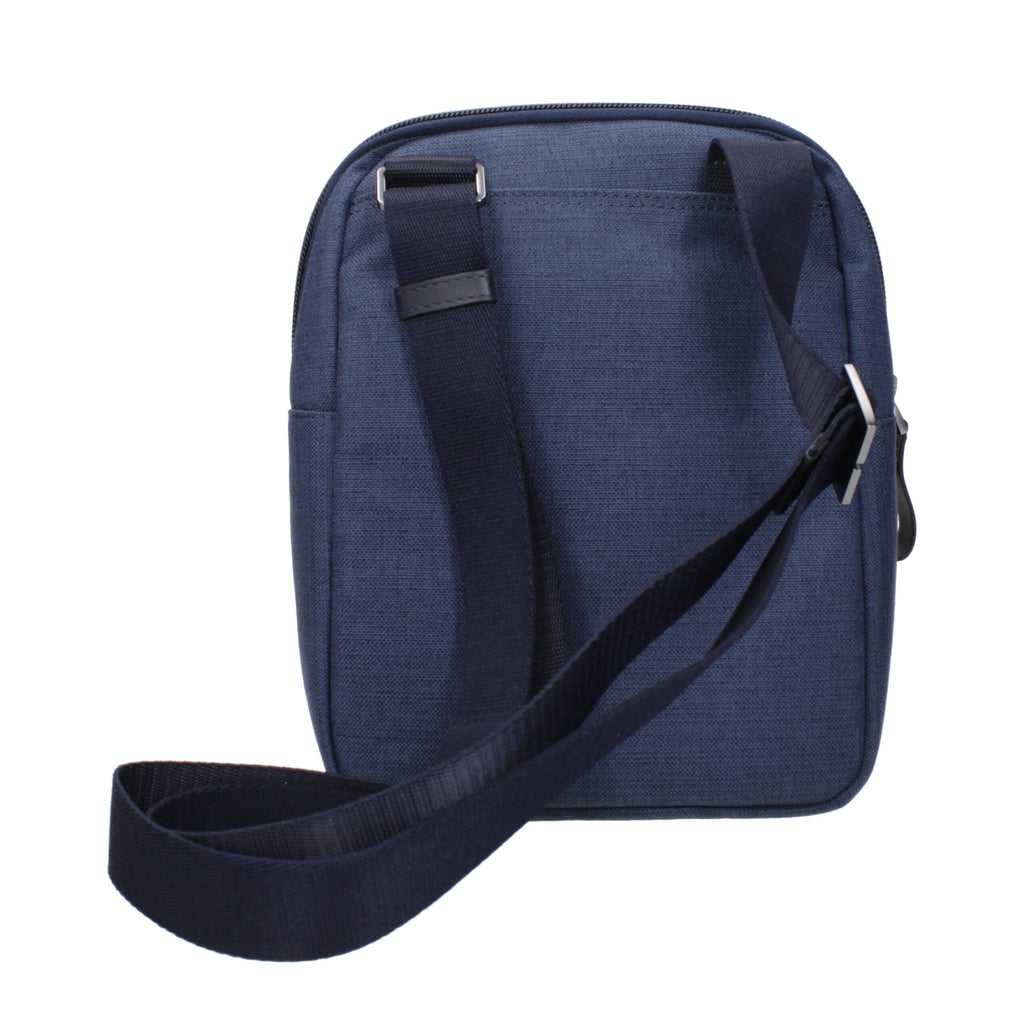 Piquadro Blue Fabric Crossbody Bag
